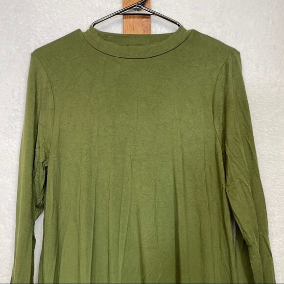 J. Crew Olive Green Long Sleeve Crewneck Dress with Pockets Size M - Picture 2 of 9